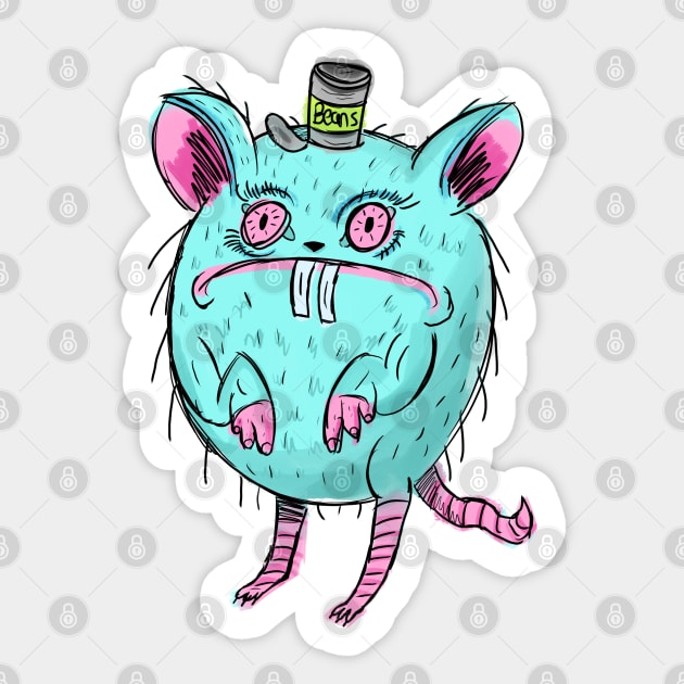 Funny and Ugly Blue Nightmare Rat Sticker by narwhalwall